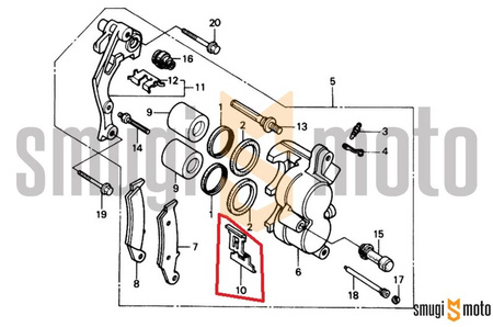Blaszka zacisku przedniego, wewnętrzna, Honda CR 125-500 / XR 125-650 / CRF 125-450